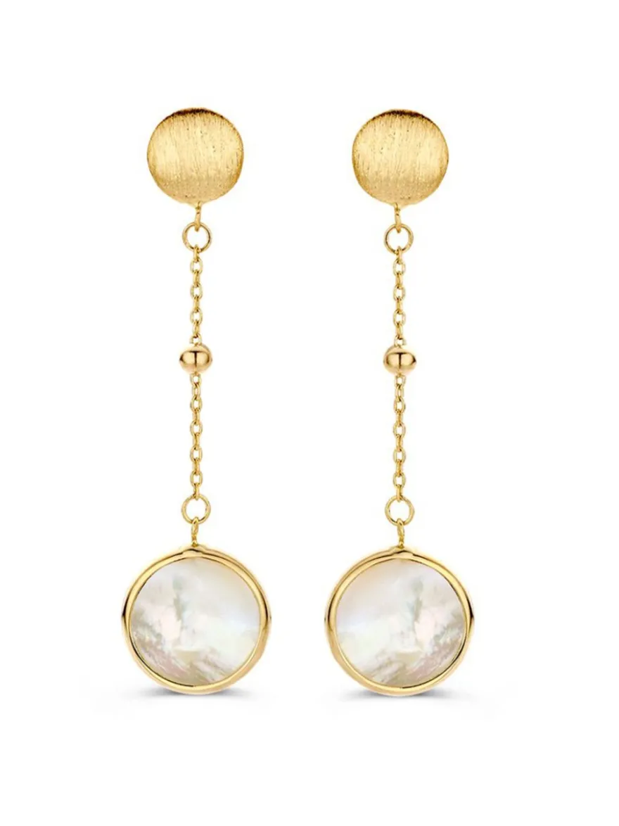 Geelgouden oorsieraad met parelmoer + Luxe Cadeau