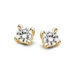 Geelgouden oorstekers met diamant 0,50crt. + Luxe cadeau