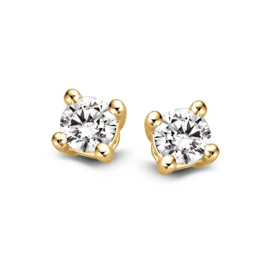 Geelgouden oorstekers met diamant 0,50crt. + Luxe cadeau