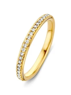 Geelgouden rijring met briljant (0,17crt.) + Luxe cadeau