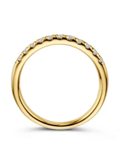 Geelgouden ring halfom zetting met diamant 0,31crt. + Luxe Cadeau