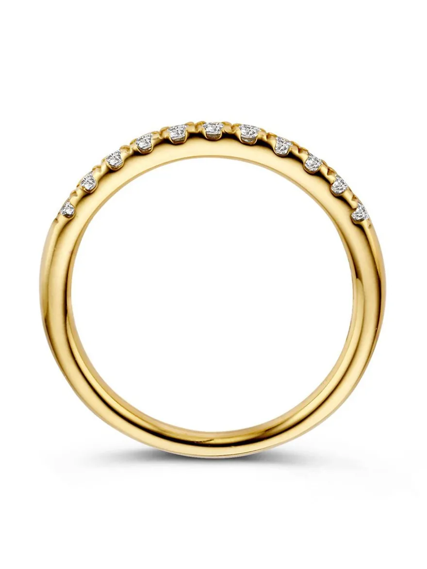 Geelgouden ring halfom zetting met diamant 0,31crt. + Luxe Cadeau