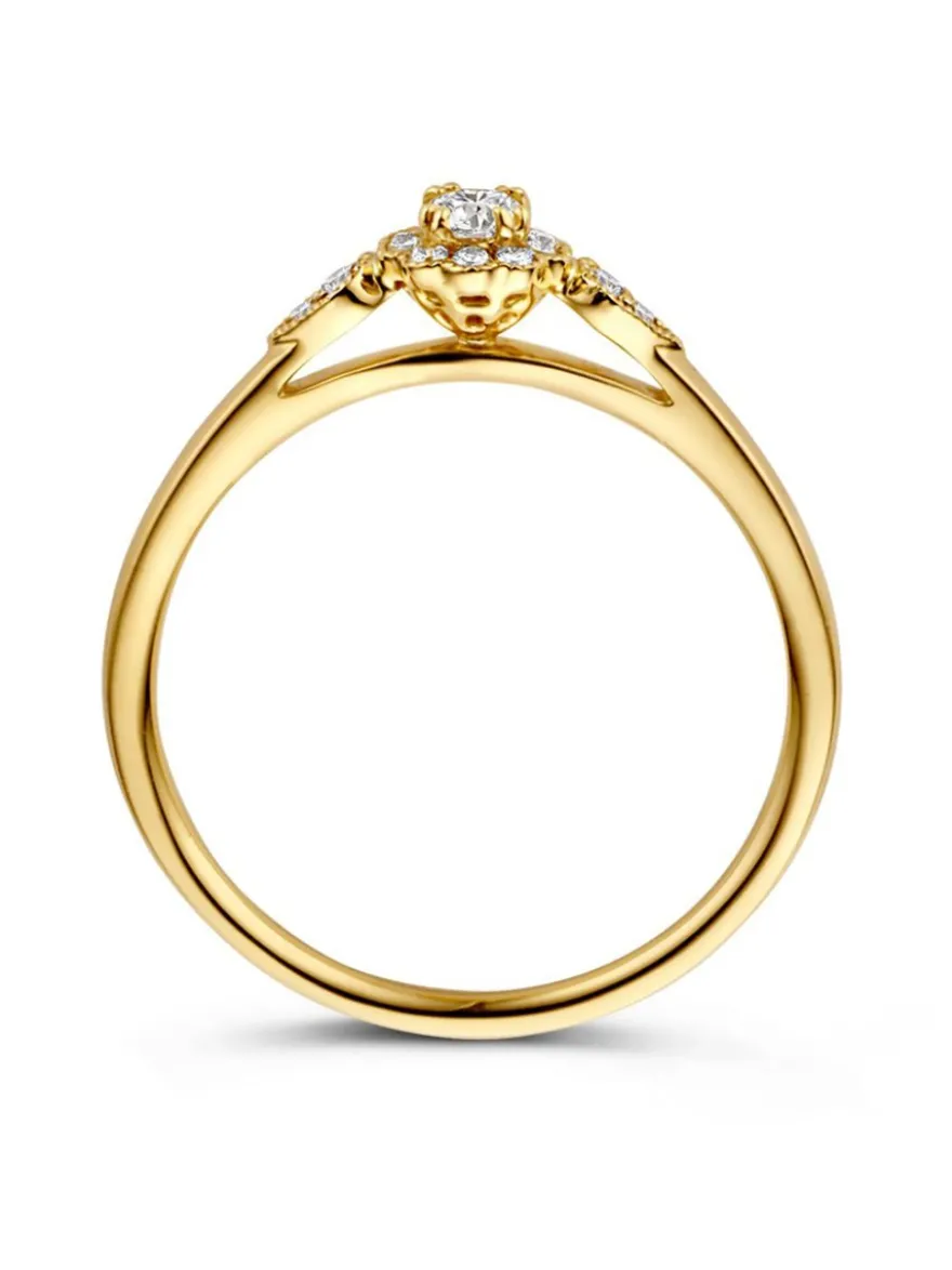 Geelgouden ring met briljant 0,21crt. + Luxe Cadeau