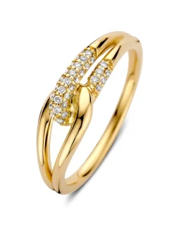 Geelgouden ring met gevlochten knoop en diamant 0,14crt + Luxe Cadeau