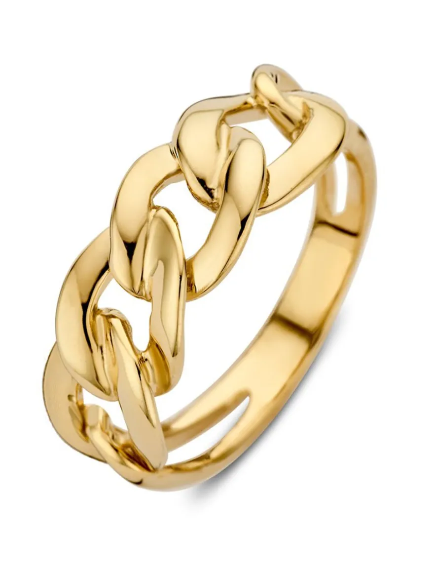 Geelgouden ring met gourmetschakel + luxe cadeau