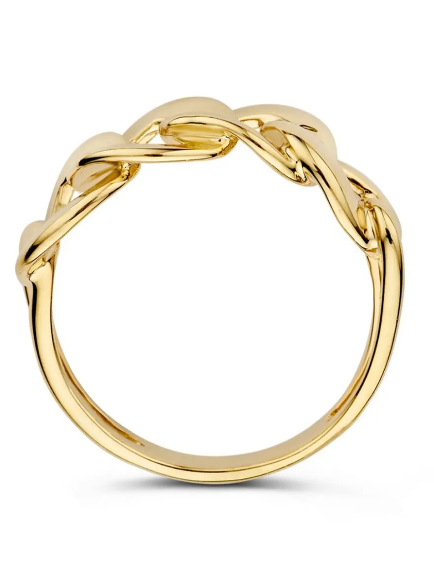 Geelgouden ring met gourmetschakel + luxe cadeau