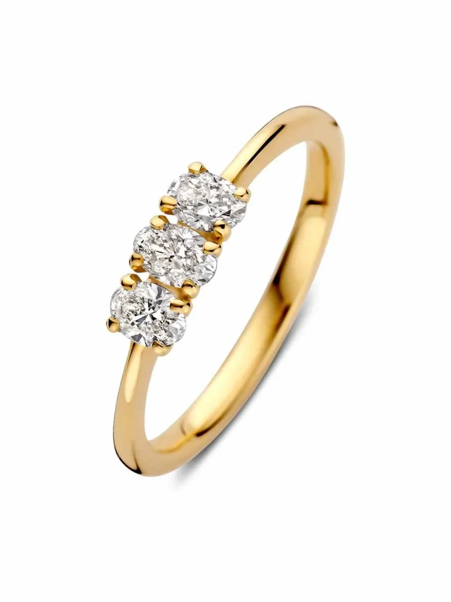 Geelgouden ring met ovalen diamanten 0.54 crt. + Luxe Cadeau
