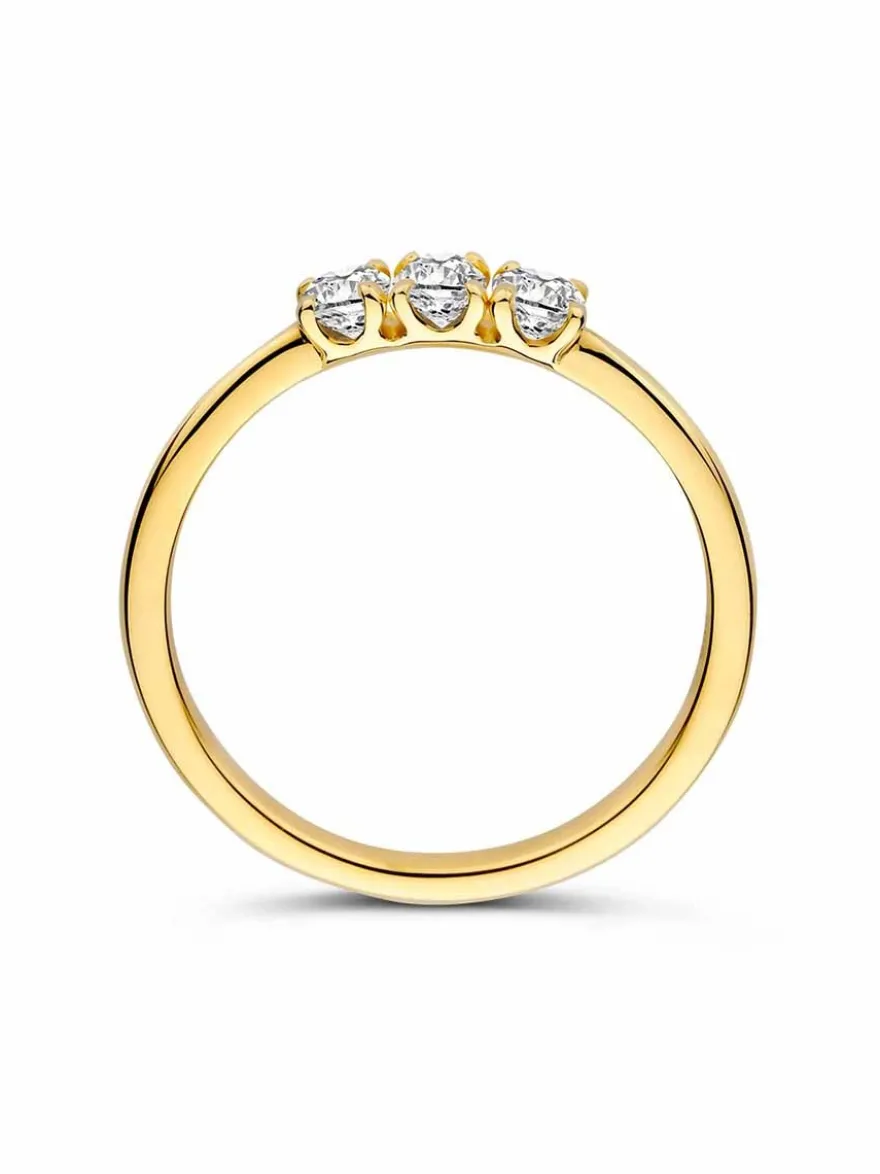 Geelgouden ring met ovalen diamanten 0.54 crt. + Luxe Cadeau