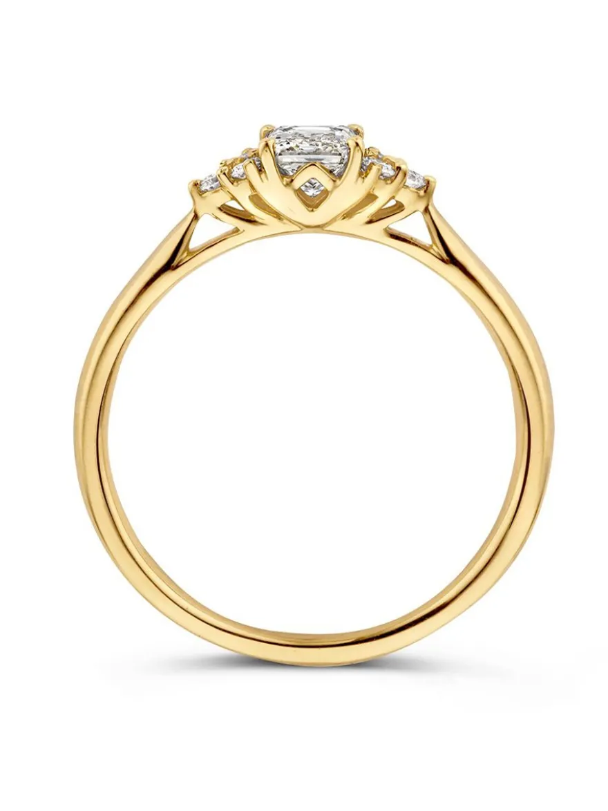 Geelgouden ring met princess diamant 0,52crt. + Luxe Cadeau
