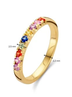 Geelgouden ring met rainbow saffier + Luxe Cadeau