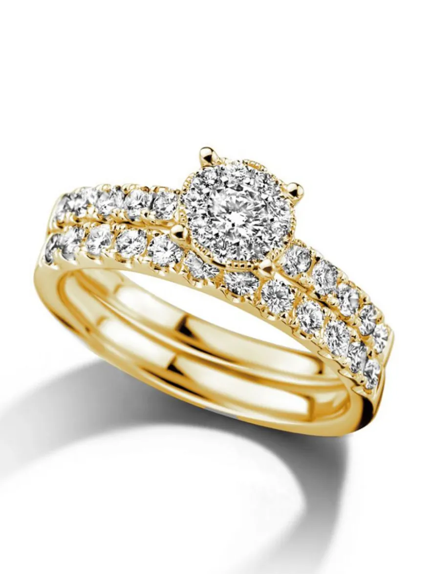 Geelgouden ringenset met diamant 0,84crt. + Luxe Cadeau