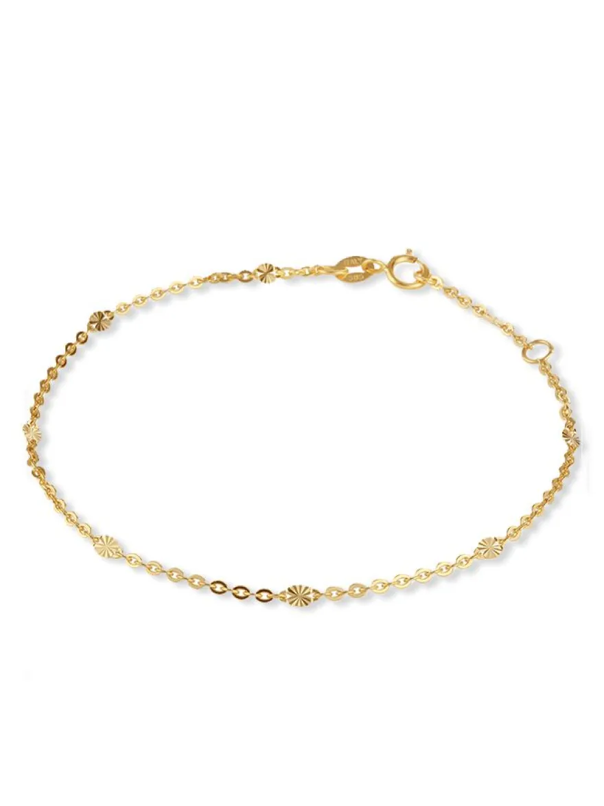 Geelgouden schakelarmband met plaatjes + Luxe Cadeau
