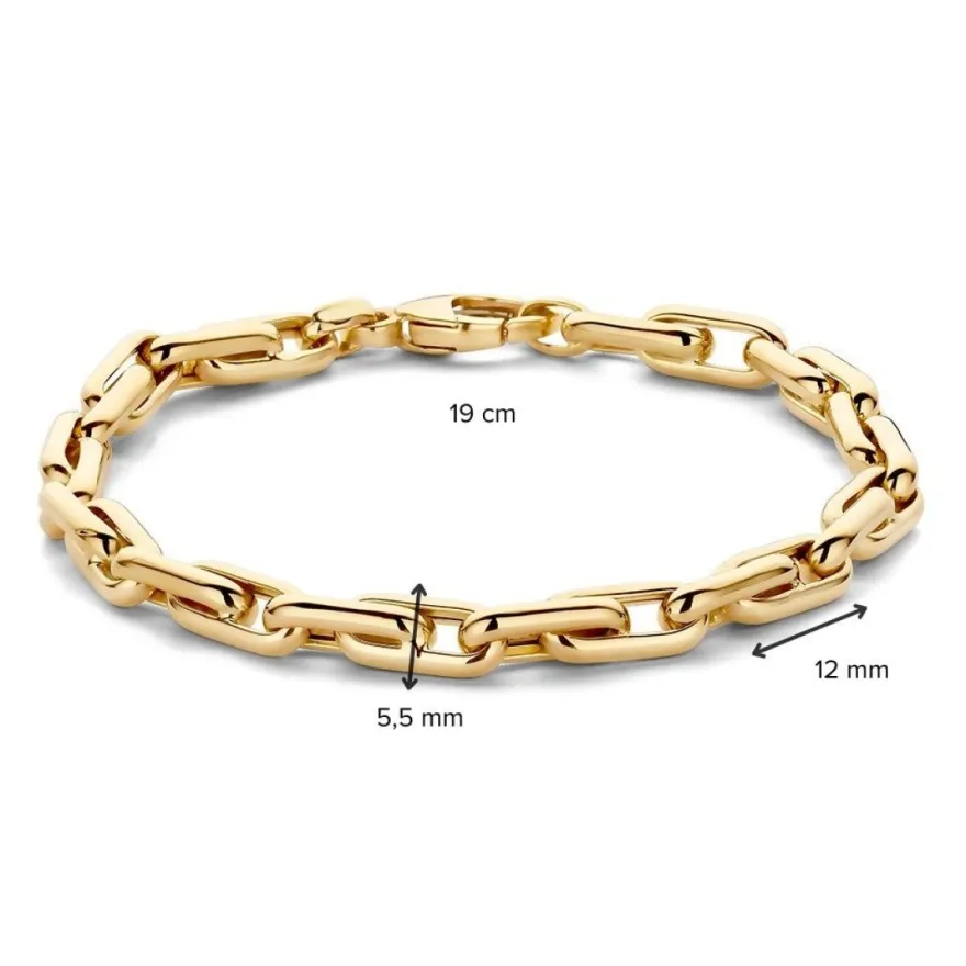 Geelgouden schakelarmband met ovale schakels + Luxe Cadeau
