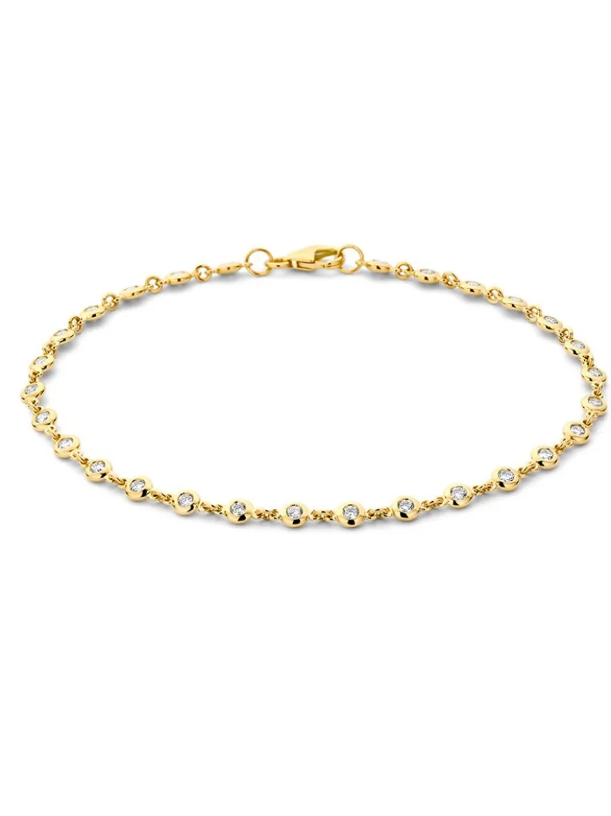 Geelgouden schakelarmband met briljant 0,61crt + Luxe Cadeau