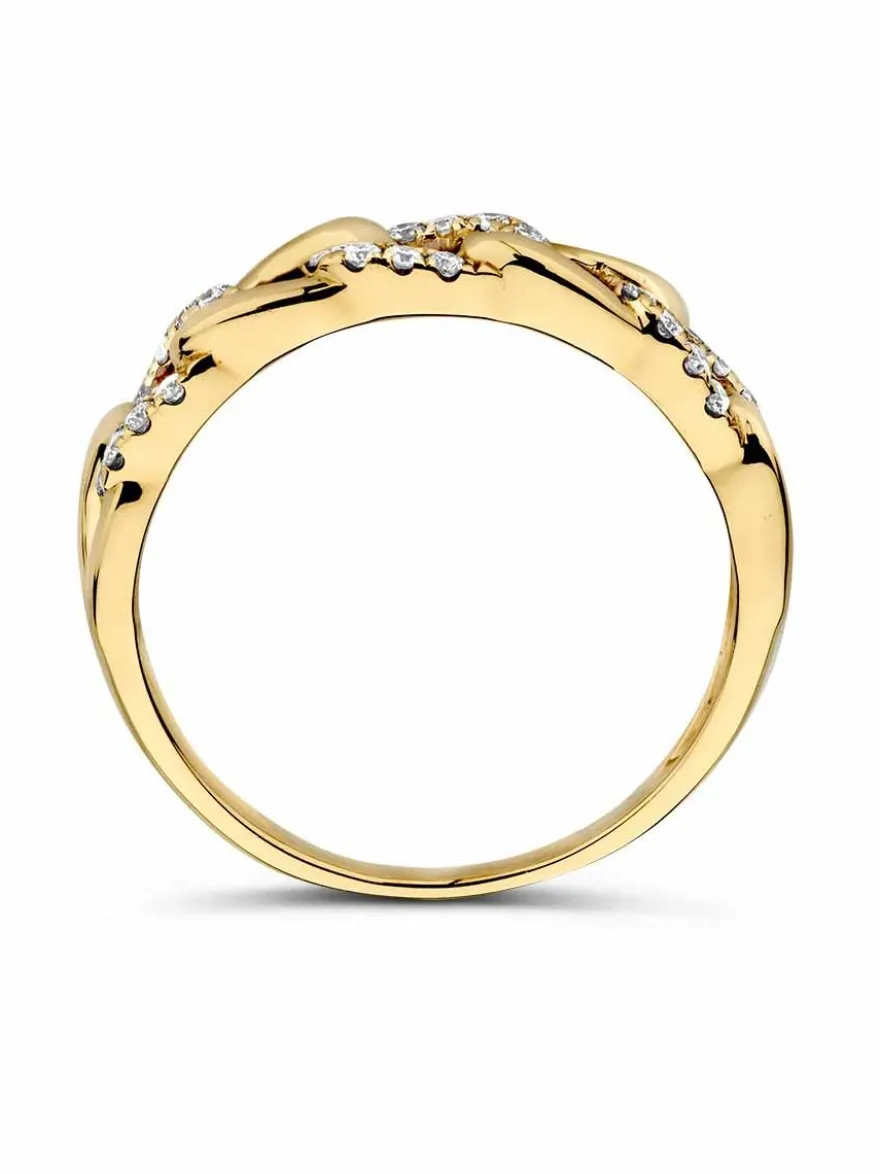 Geelgouden schakelring met diamant 0,19 crt. + gratis cadeau