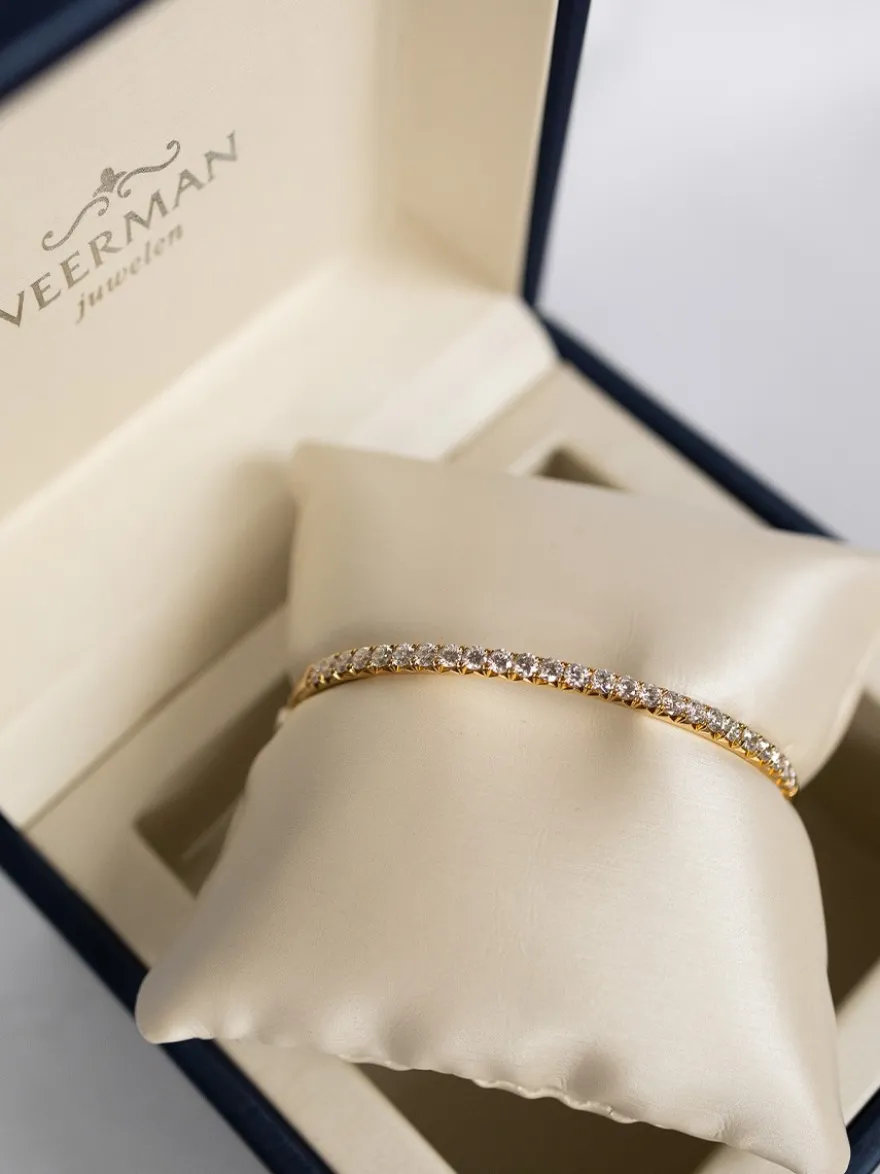 Geelgouden slavenarmband met diamant 1.94 crt + Luxe cadeau