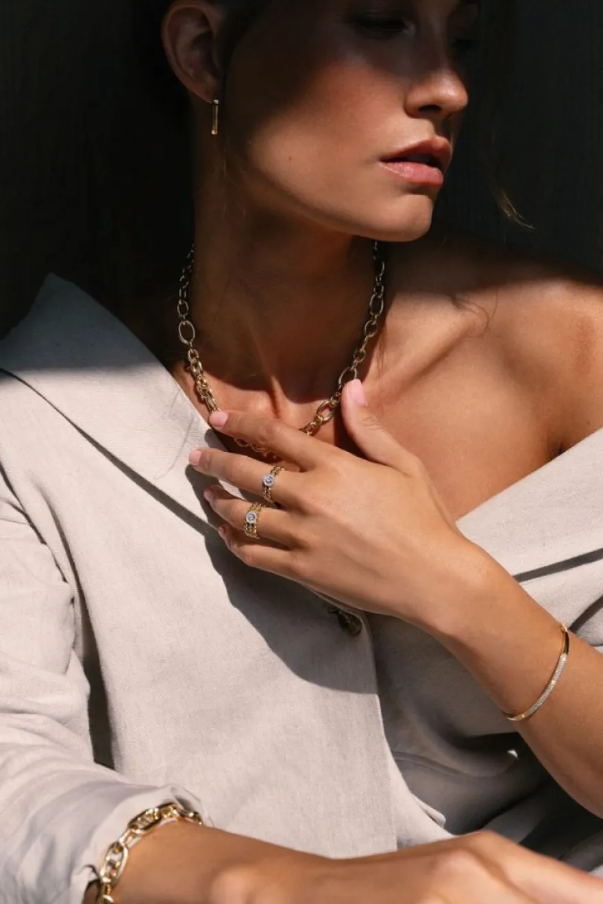 Geelgouden slavenarmband met briljant + Luxe Cadeau