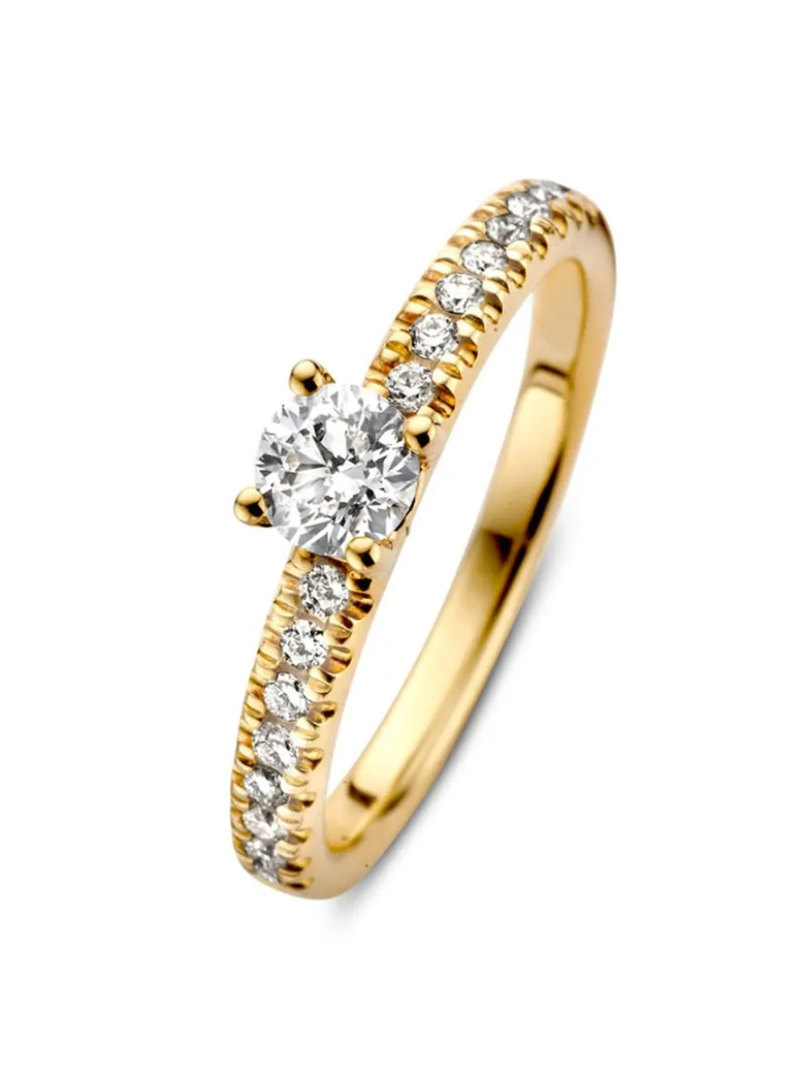 Geelgouden solitair ring met briljant 0,59crt. + Luxe Cadeau