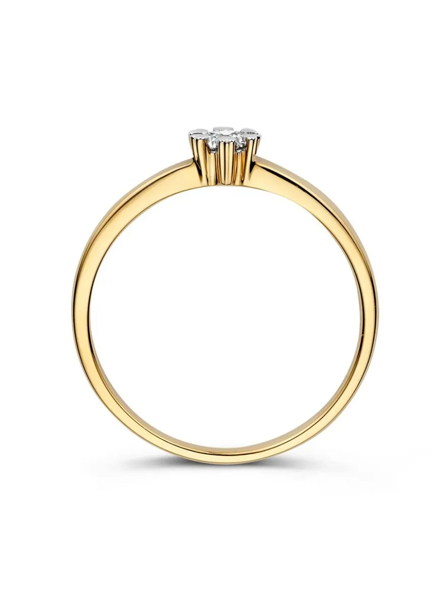 Geelgouden solitair ring met diamant in hartvorm zetting 0,12crt. + Luxe Cadeau