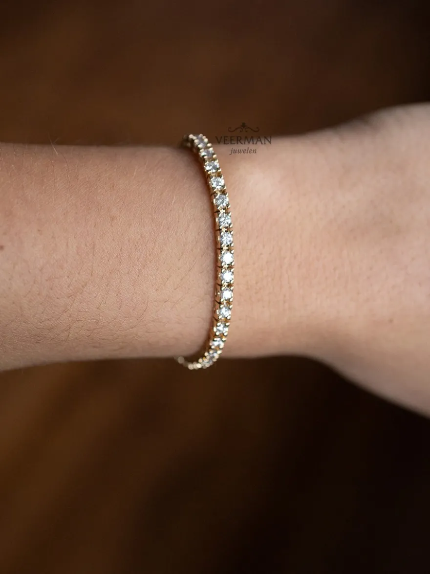 Geelgouden tennisarmband met diamant 3,00crt. + Luxe Cadeau