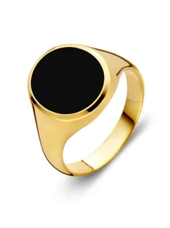 Geelgouden zegelring met onyx ovaal + Luxe Cadeau