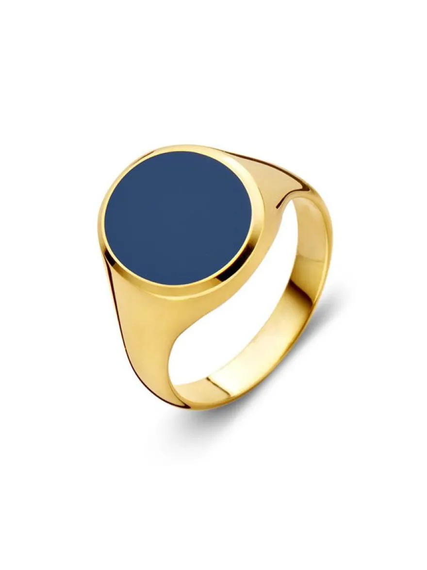 Geelgouden zegelring met lagensteen ovaal + Luxe Cadeau