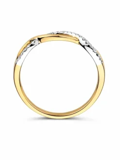 Gevlochten bicolor ring met zirkonia + Luxe Cadeau