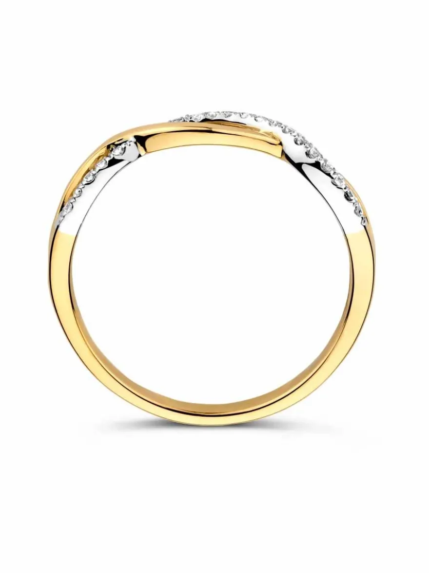 Gevlochten bicolor ring met zirkonia + Luxe Cadeau