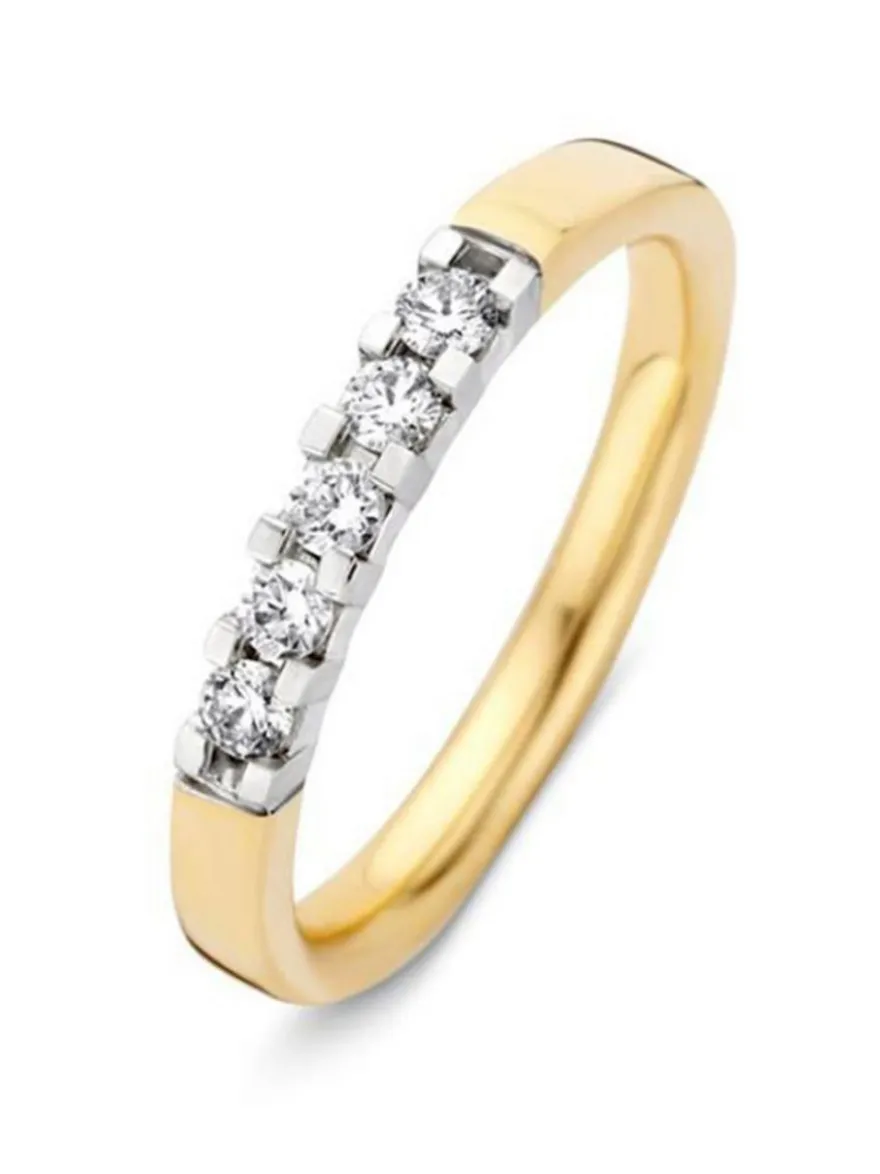 Gouden alliance ring met 5 briljanten | Grote collectie