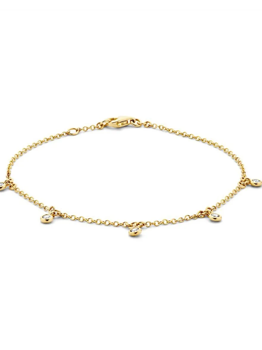 Gouden armband met 5 bedeltjes diamant + luxe cadeau