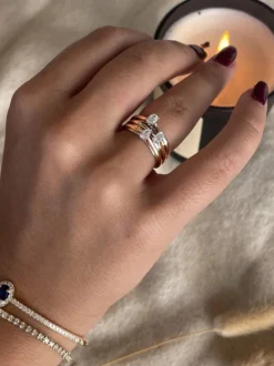 Gouden bicolor ring met peer diamant 0,23crt. + Luxe Cadeau