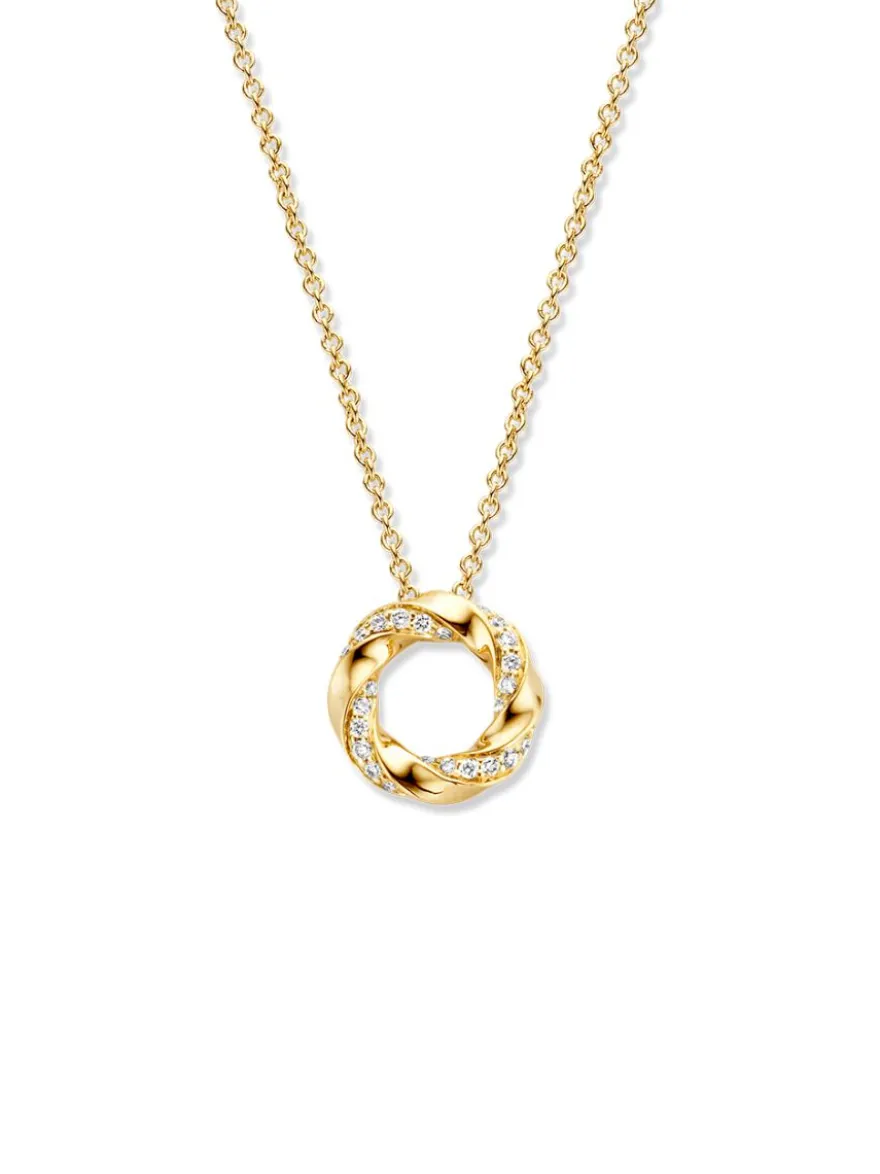 Gouden collier met getorste hanger briljant + Luxe cadeau
