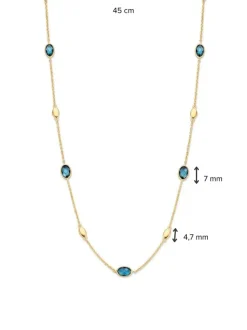 Gouden collier met London Blue Topaas + Luxe cadeau