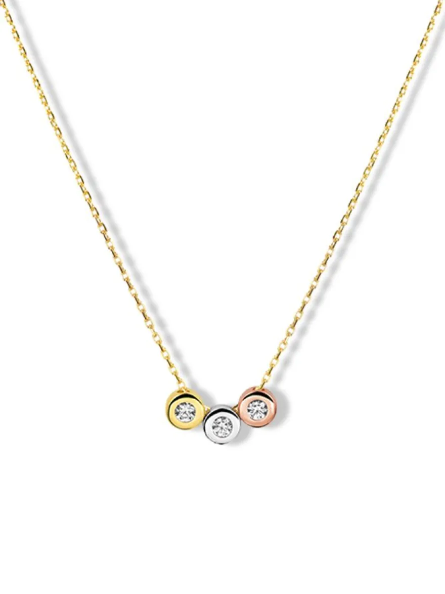 Gouden collier met tricolor hanger + Luxe Cadeau