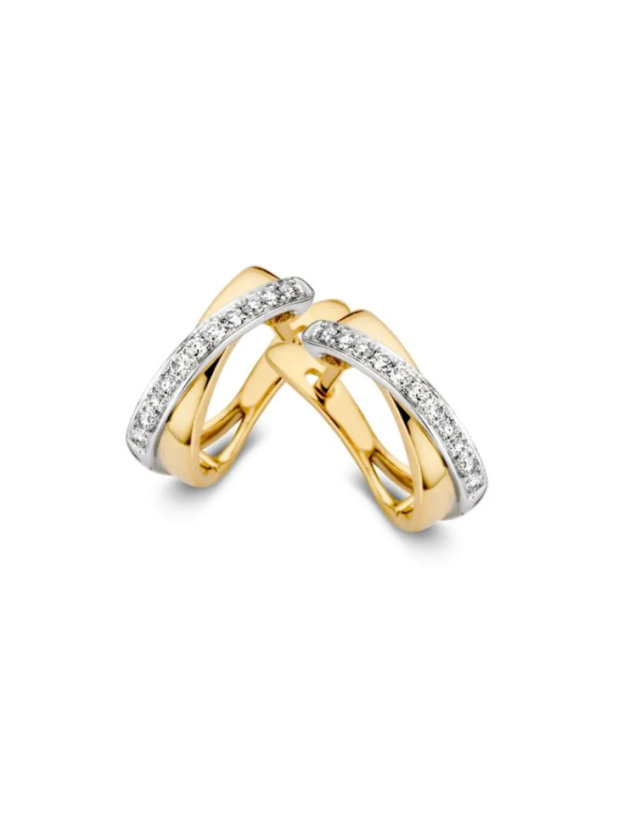 Gouden creolen met briljant 0.16crt. + Luxe cadeau