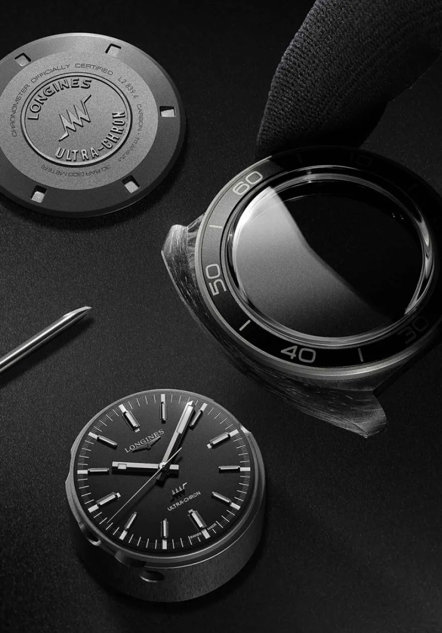 Longines Ultra-Chron Carbon L2.839.4.52.2 + Luxe Cadeau