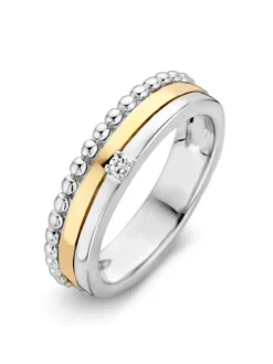 Luxe zilveren ring met goud en zirkonia + Luxe Cadeau