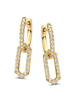 Oorringen geelgoud briljant 0,42 crt. + luxe cadeau