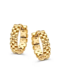 Oorringen geelgoud rolexschakel + luxe cadeau