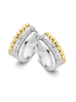 Oorringen zilver met goud en zirkonia + Luxe Cadeau