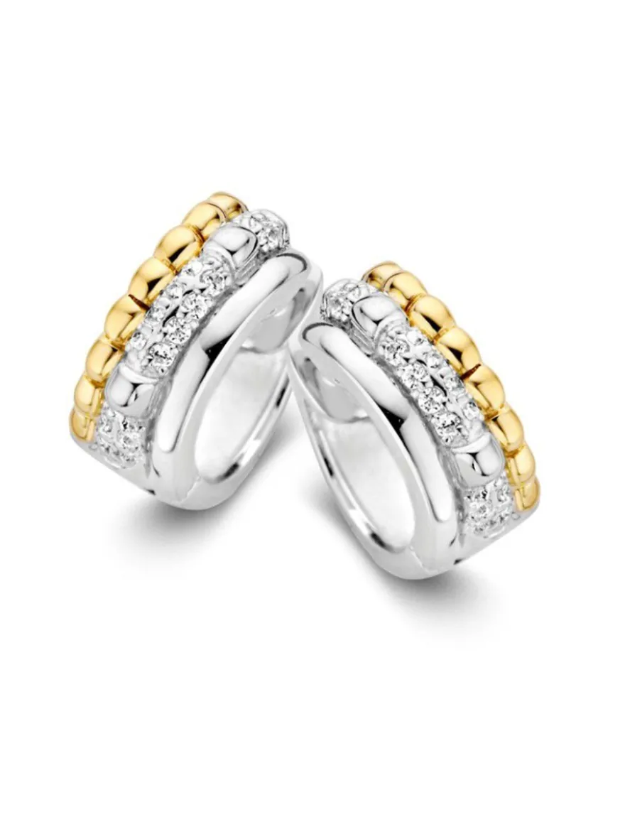 Oorringen zilver met goud en zirkonia + Luxe Cadeau