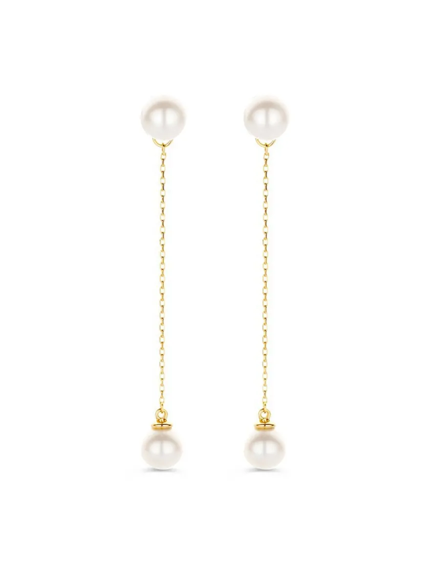 Oorstekers geelgoud parel + luxe cadeau
