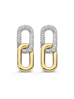 Oorstekers schakel bicolor briljant 0,40crt. + Luxe Cadeau