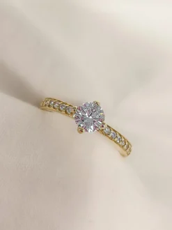 Ring geelgoud met zirkonia + luxe cadeau