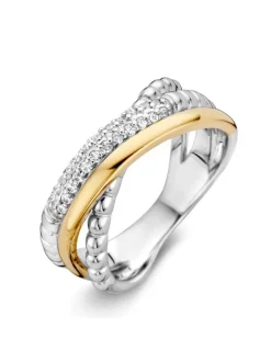 Ring van goud en zilver met zirkonia + Luxe Cadeau