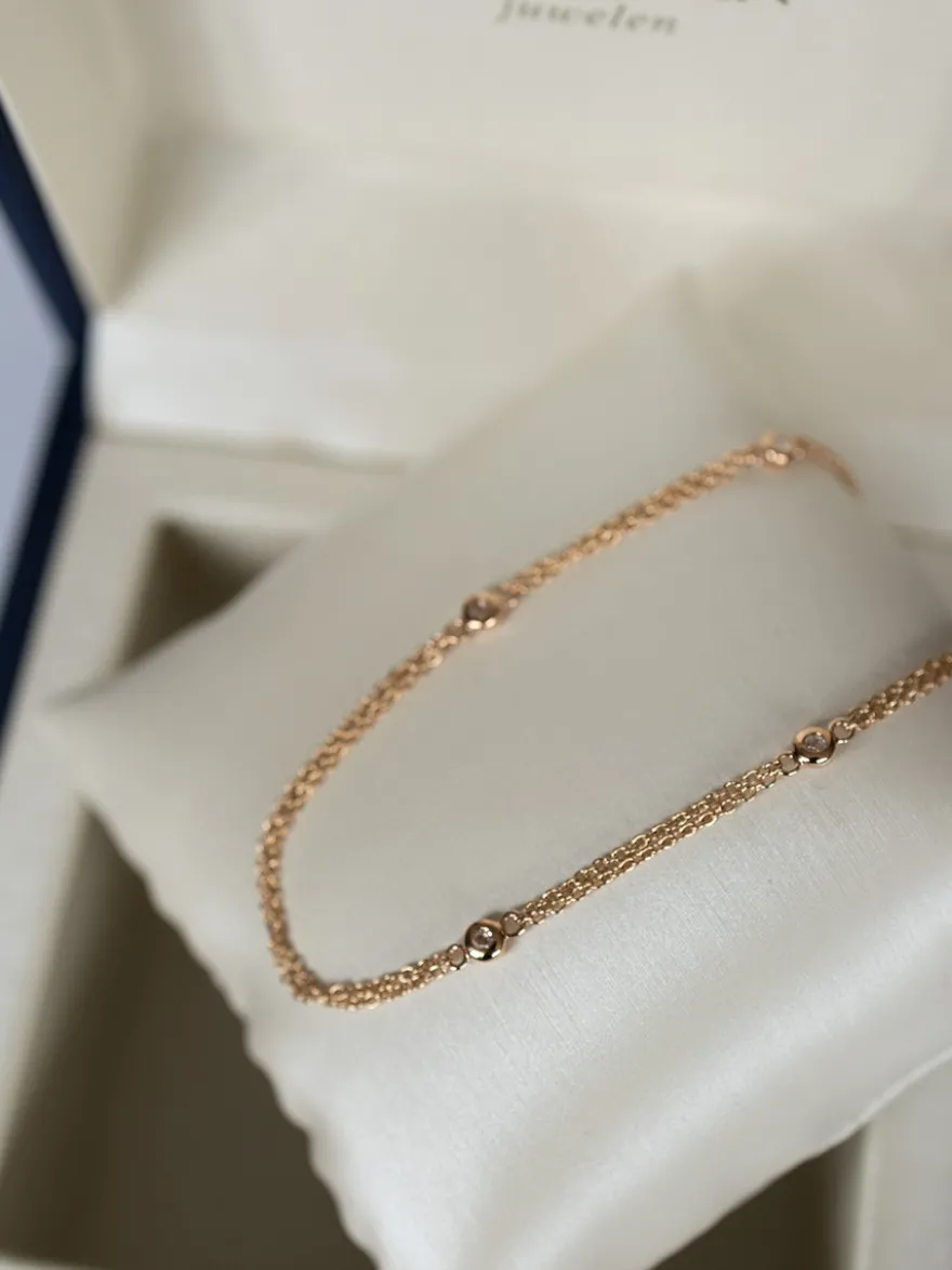 Roos roségouden collier met diamant C113C12R18 + Luxe Cadeau
