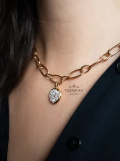 ROOS roségouden hanger met roos diamant + Luxe cadeau