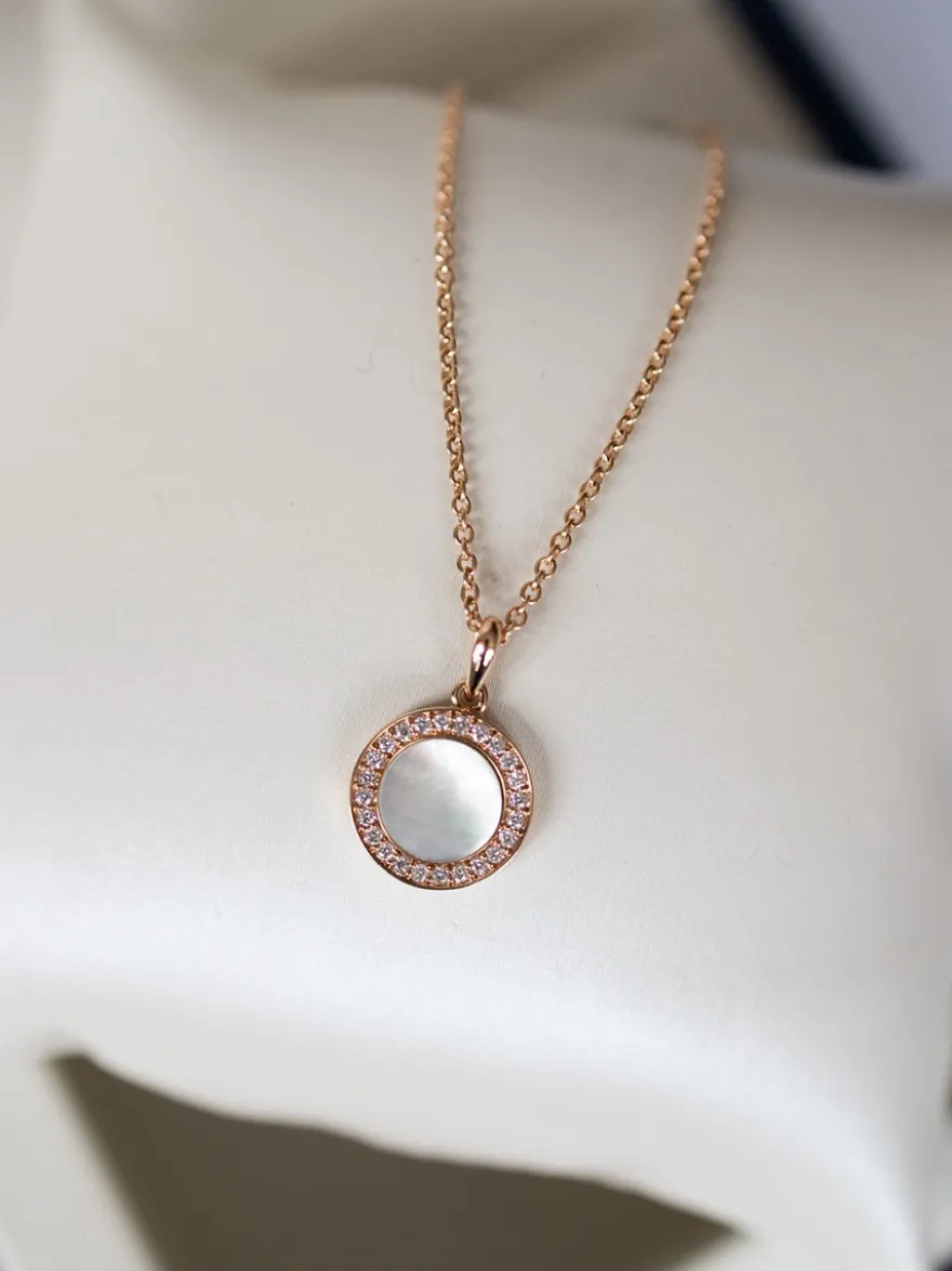 Roségouden collier parelmoer diamant M101N16MOPR14