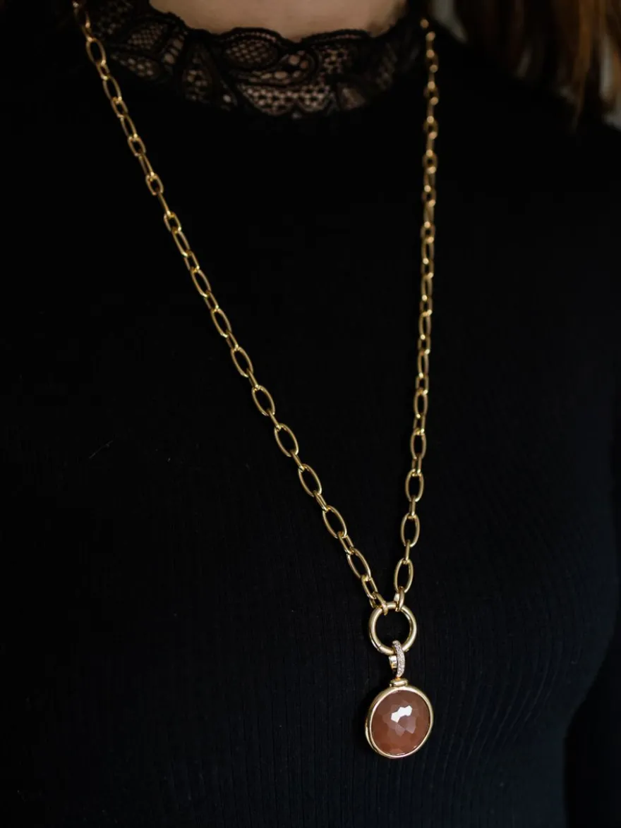 Roségouden hanger met carneool en diamant - Grote collectie