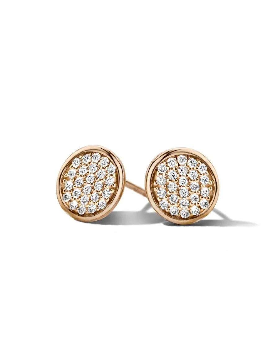 Roségouden oorknoppen met diamant